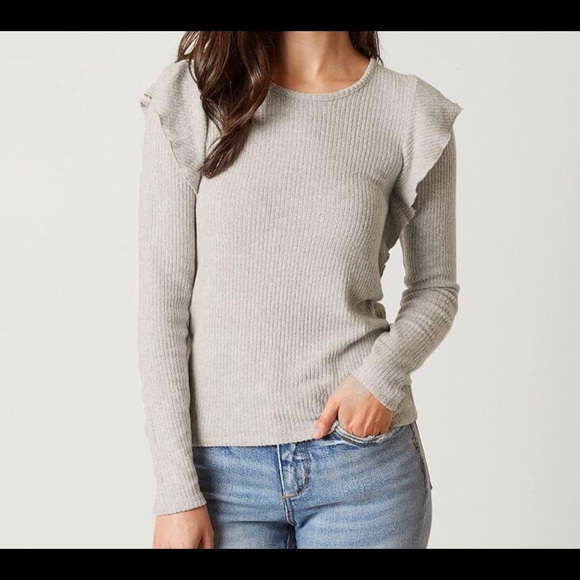 Lucky Brand Sweaters - Lucky Brand Ribbed Knit Ruffle Sweater Size XL